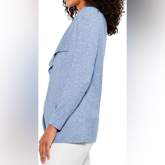 NIC+ZOE Speckled Knit Drape Cardigan Blue Mix - Picture 3 of 14
